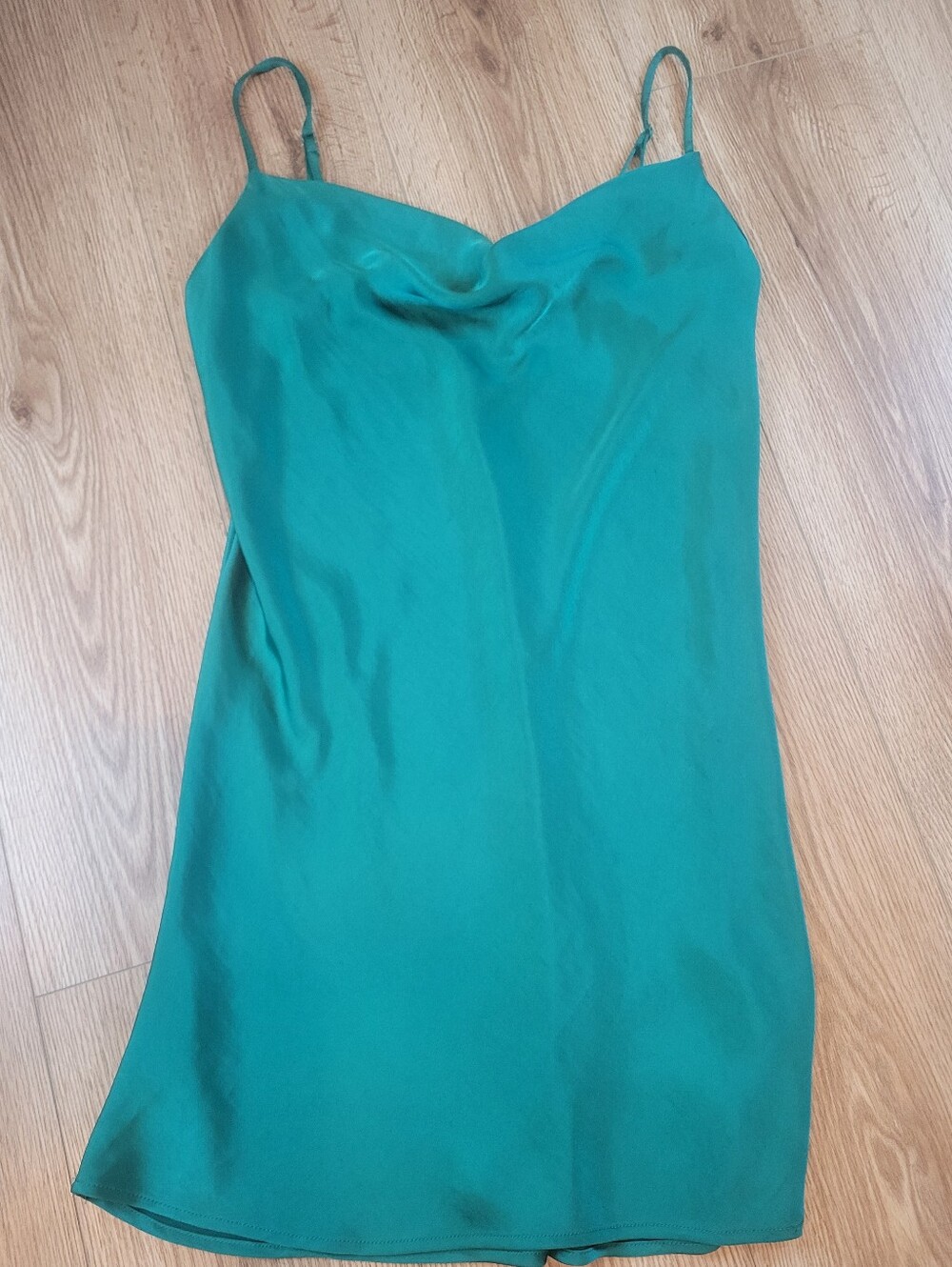 Satin Slip emerald green dress  Adjustable Straps size medium